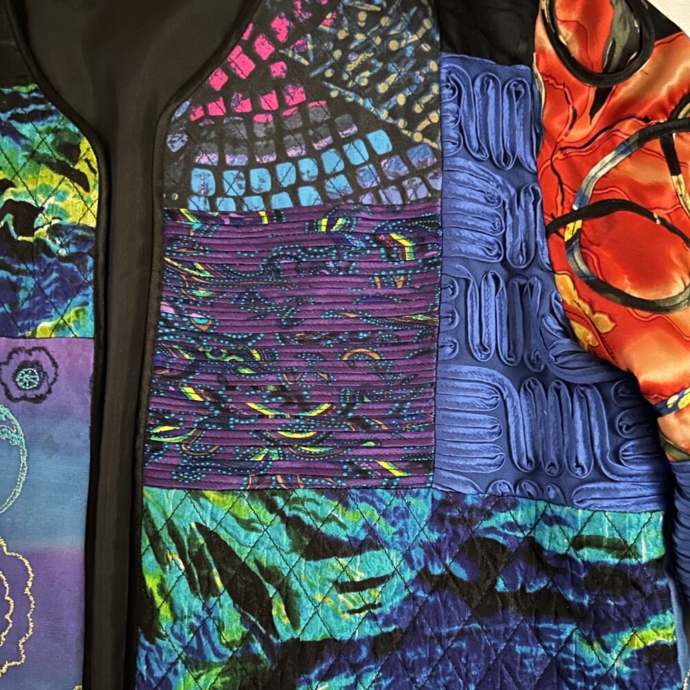 Silk Patchwork Quilted Open Jacket - image 8